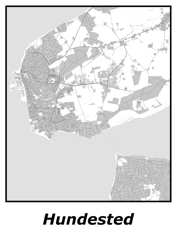 Kortplakater over Hundested | Plakat med kort over Hundested. Citymaps.dk