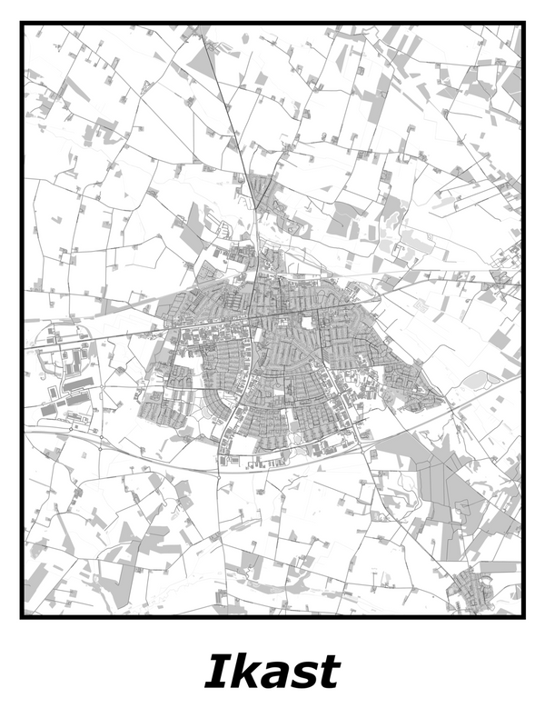 Kortplakater over Ikast | Plakat med kort over Ikast. Citymaps.dk