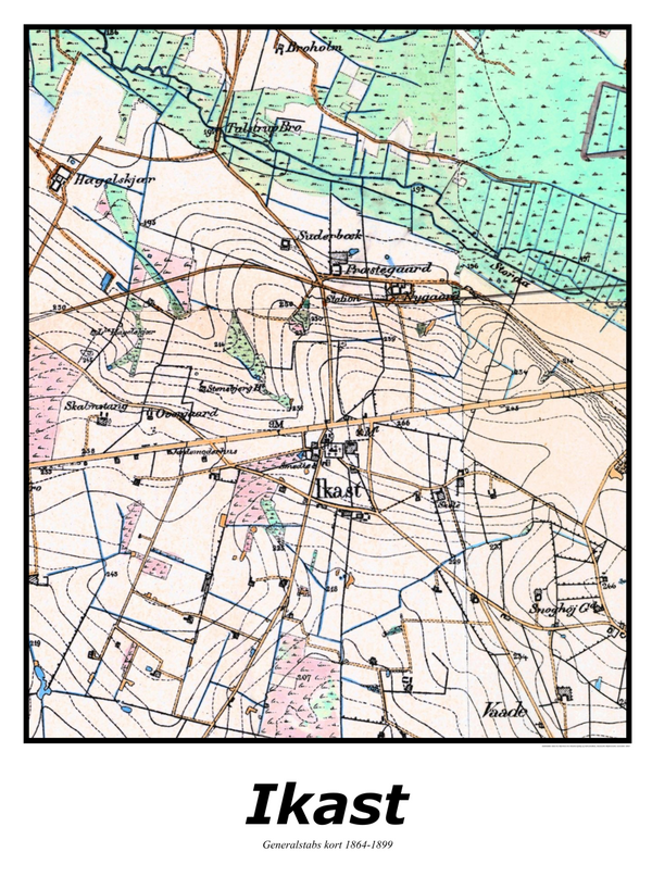 Plakat med kort over Ikast | Kortplakater over Ikast. Citymaps.dk