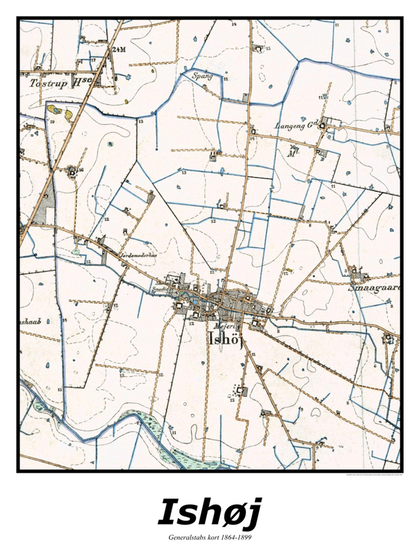 Plakat med kort over Ishøj | Kortplakater over Ishøj. Citymaps.dk