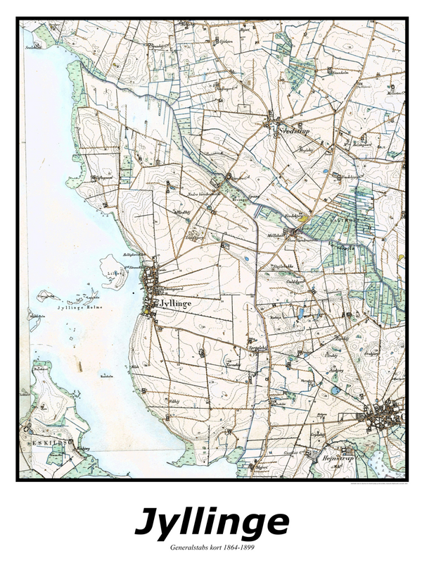 Plakat med kort over Jyllinge | Kortplakater over Jyllinge. Citymaps.dk