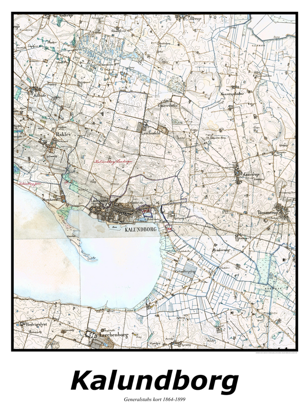 Plakat med kort over Kalundborg | Kortplakater over Kalundborg. Citymaps.dk