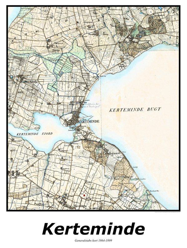 Plakat med kort over Kerteminde | Kortplakater over Kerteminde. Citymaps.dk