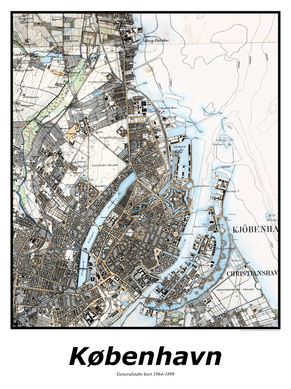 Plakat med kort over København | Kortplakater over København. Citymaps.dk