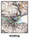 Plakat med kort over Kolding | Kortplakater over Kolding. Citymaps.dk
