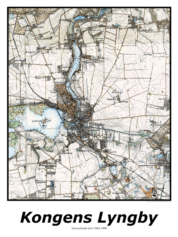 Plakat med kort over Kongens Lyngby | Kortplakater over Kongens Lyngby. Citymaps.dk