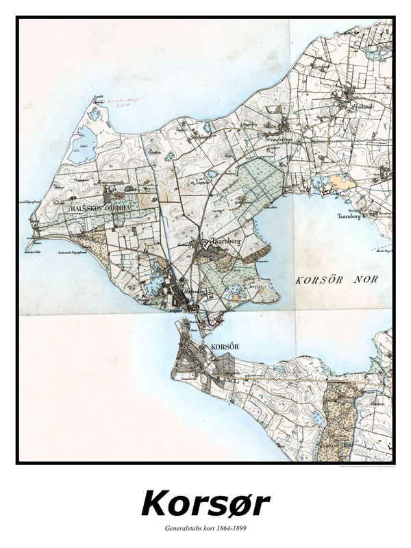 Plakat med kort over Korsør | Kortplakater over Korsør. Citymaps.dk