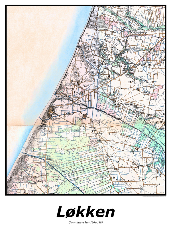 Plakat med kort over Løkken | Kortplakater over Løkken. Citymaps.dk