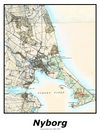 Plakat med kort over Nyborg | Kortplakater over Nyborg. Citymaps.dk