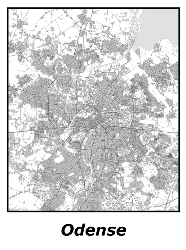 Kortplakater over Odense | Plakat med kort over Odense. Citymaps.dk