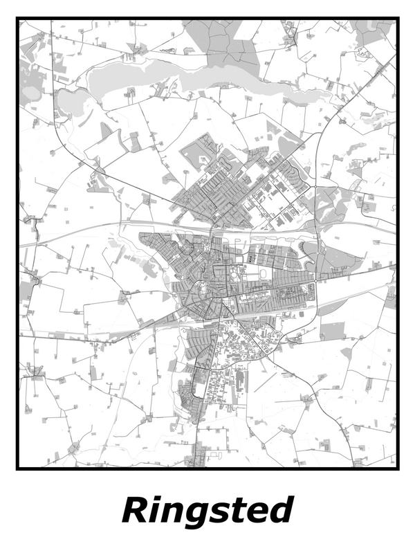 Kortplakater over Ringsted | Plakat med kort over Ringsted. Citymaps.dk