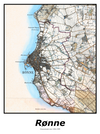 Plakat med kort over Rønne | Kortplakater over Rønne. Citymaps.dk