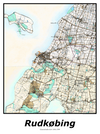 Plakat med kort over Rudkøbing | Kortplakater over Rudkøbing. Citymaps.dk