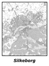 Kortplakater over Silkeborg | Plakat med kort over Silkeborg. Citymaps.dk