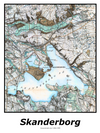 Plakat med kort over Skanderborg | Kortplakater over Skanderborg. Citymaps.dk