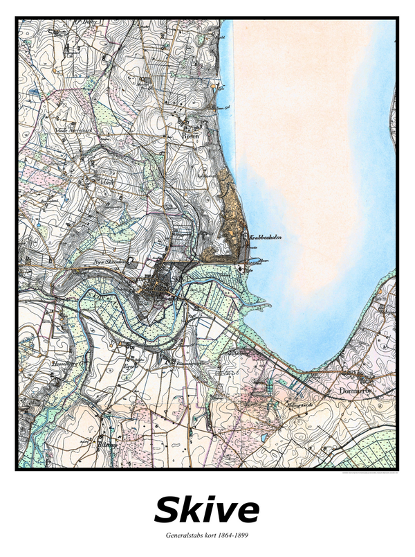 Plakat med kort over Skive | Kortplakater over Skive. Citymaps.dk