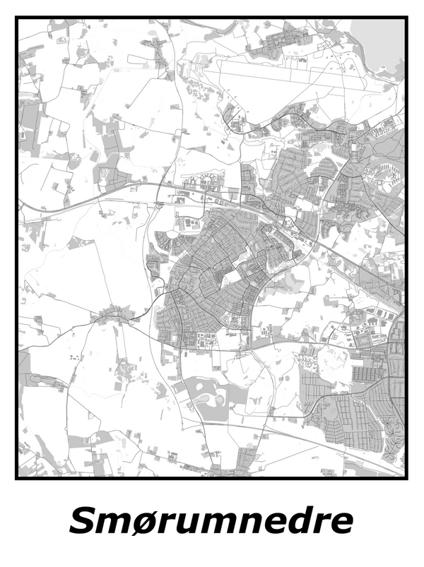 Kortplakater over Smørumnedre | Plakat med kort over Smørumnedre. Citymaps.dk