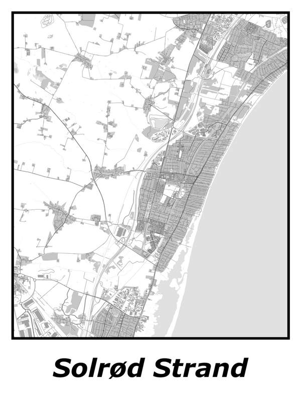 Kortplakater over Solrød Strand | Plakat med kort over Solrød Strand. Citymaps.dk