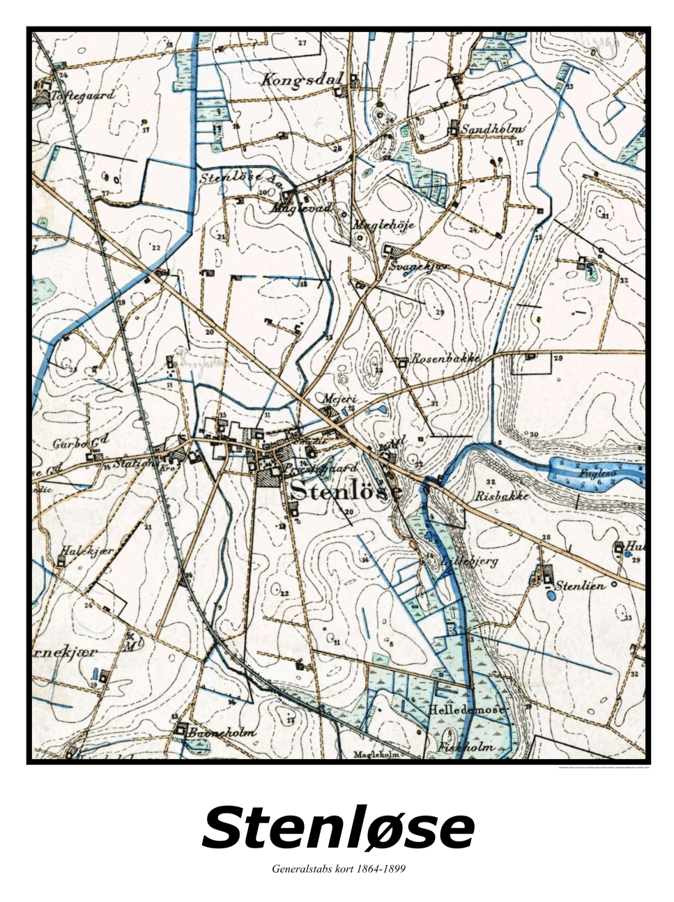 Plakat med kort over Stenløse | Kortplakater over Stenløse. Citymaps.dk
