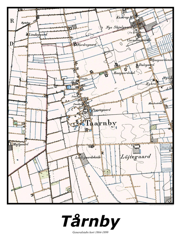 Plakat med kort over Tårnby | Kortplakater over Tårnby. Citymaps.dk