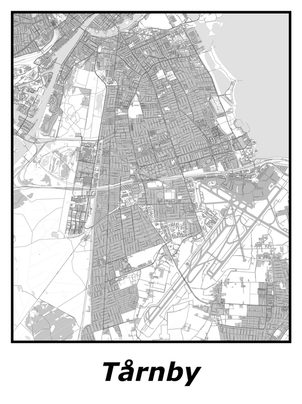 Kortplakater over Tårnby | Plakat med kort over Tårnby. Citymaps.dk