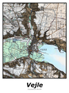 Plakat med kort over Vejle | Kortplakater over Vejle. Citymaps.dk