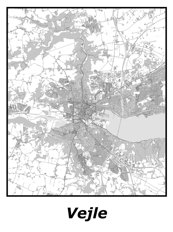 Kortplakater over Vejle | Plakat med kort over Vejle. Citymaps.dk