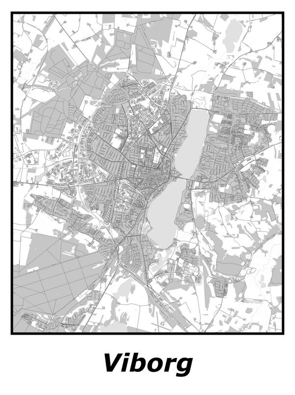 Kortplakater over Viborg | Plakat med kort over Viborg. Citymaps.dk